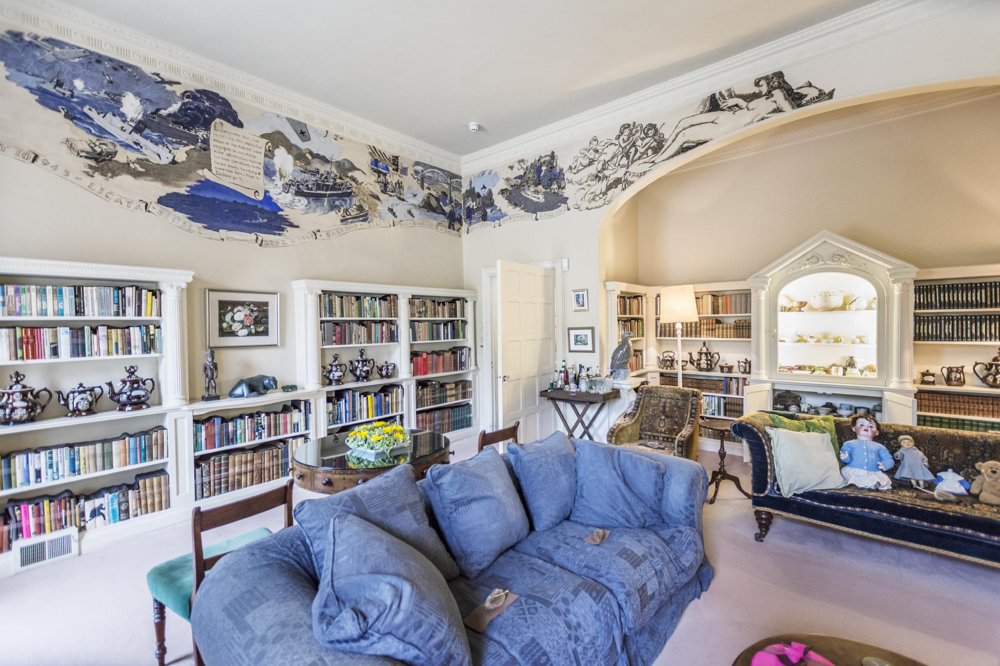 The library at Greenway, Agatha Christie's holiday home near Torquay